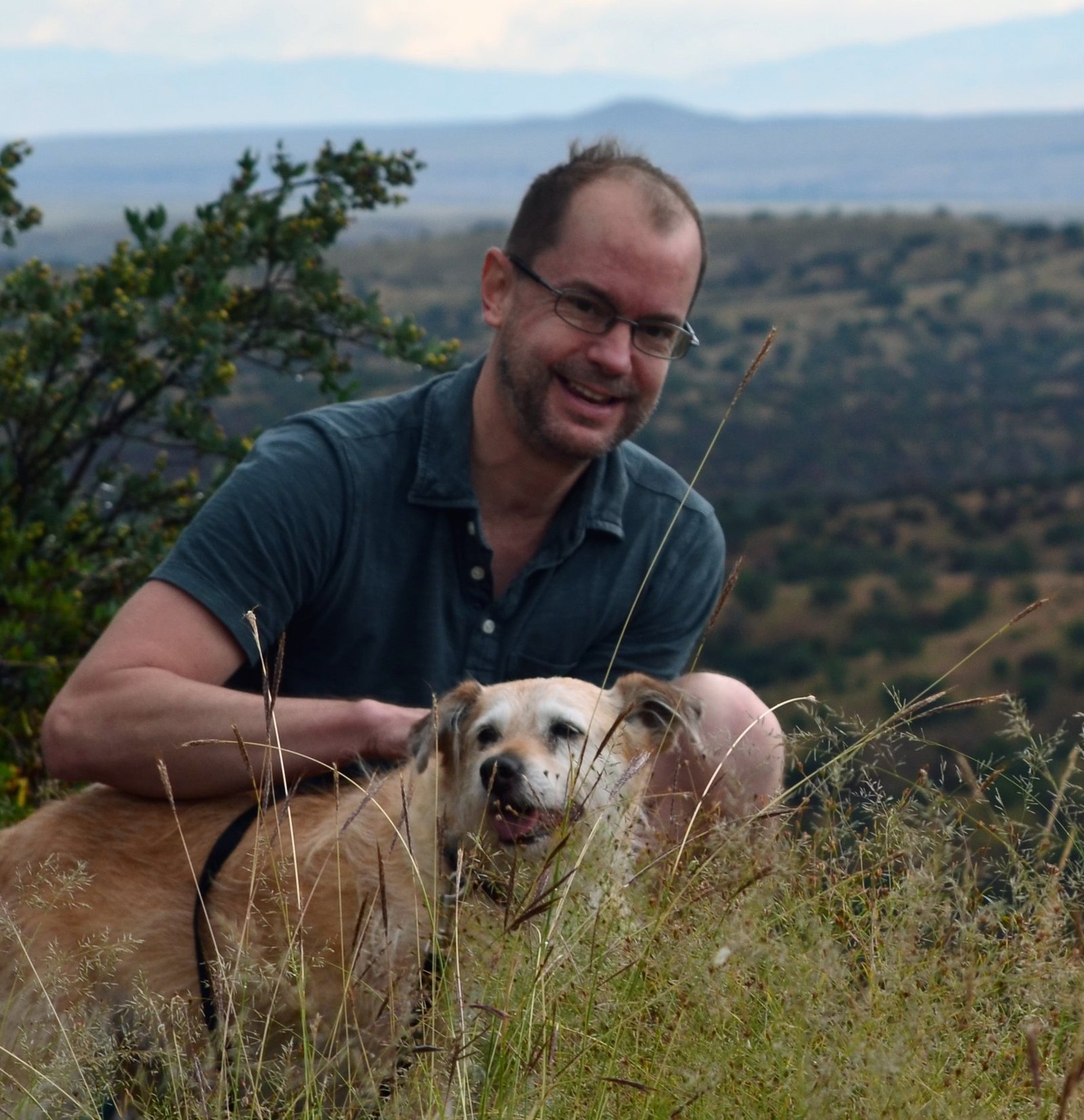 Mike with his friend's dog Frankie